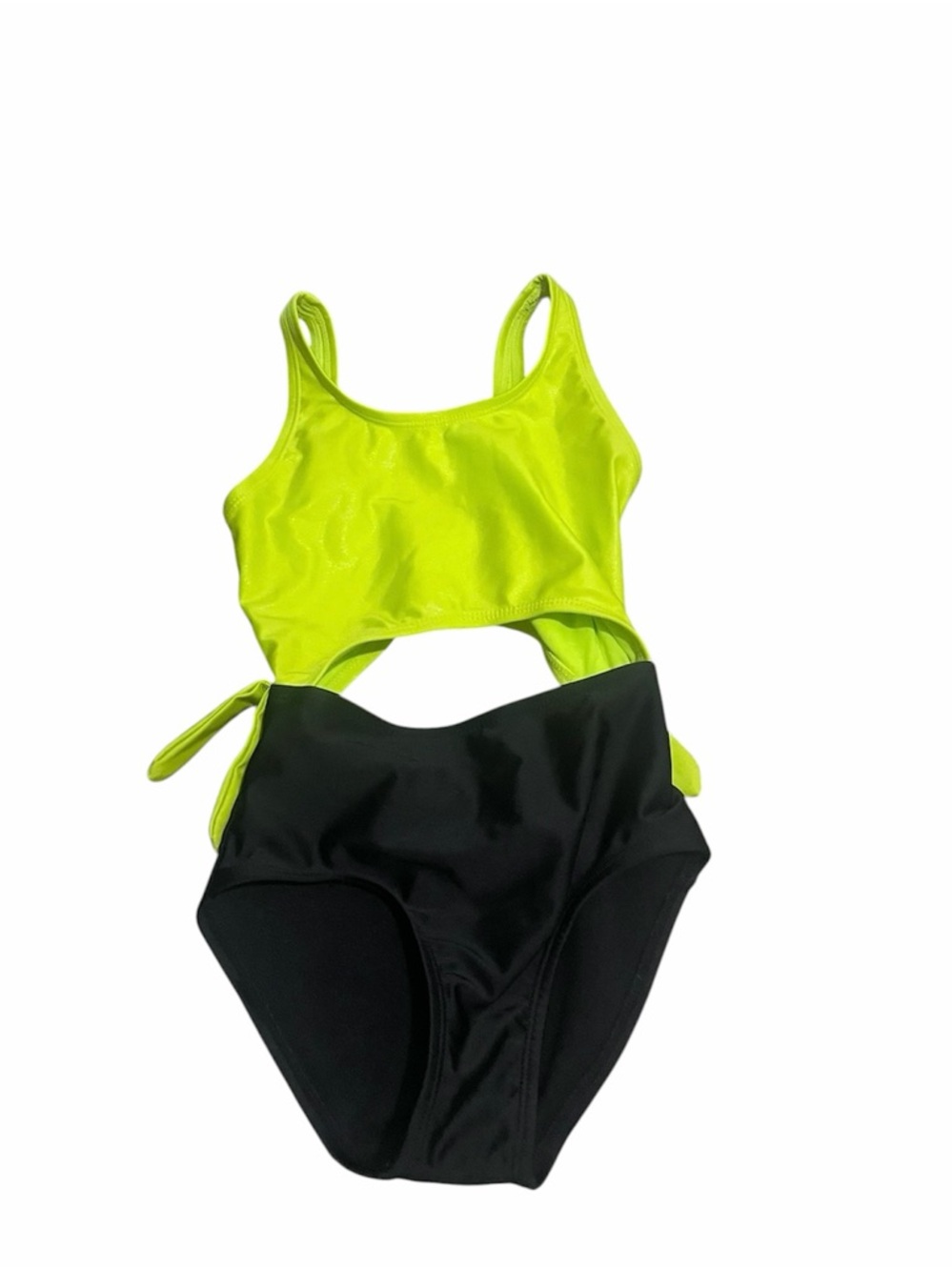 More Than Magic Neon Lime and Black Kids One-Piece Swimsuit
